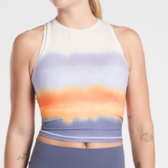 Athleta Shanti Ombre Print Crop Tank Top Blue Purple Orange NEW W/TAG Size 3X - Picture 2 of 7